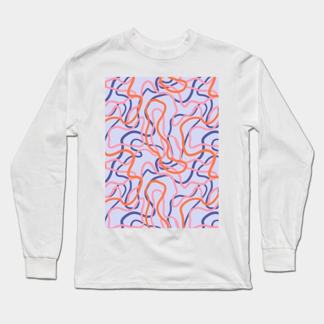 Abstract curvy lines pattern in pale blue Long Sleeve T-Shirt by Natalisa